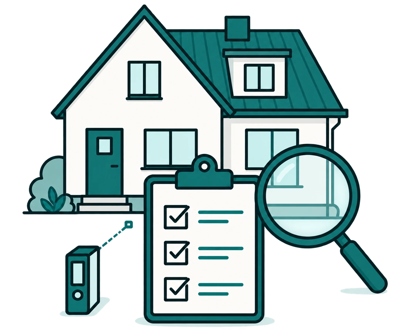Haus mit Lupe als Symbol für die Immobilienbewertung